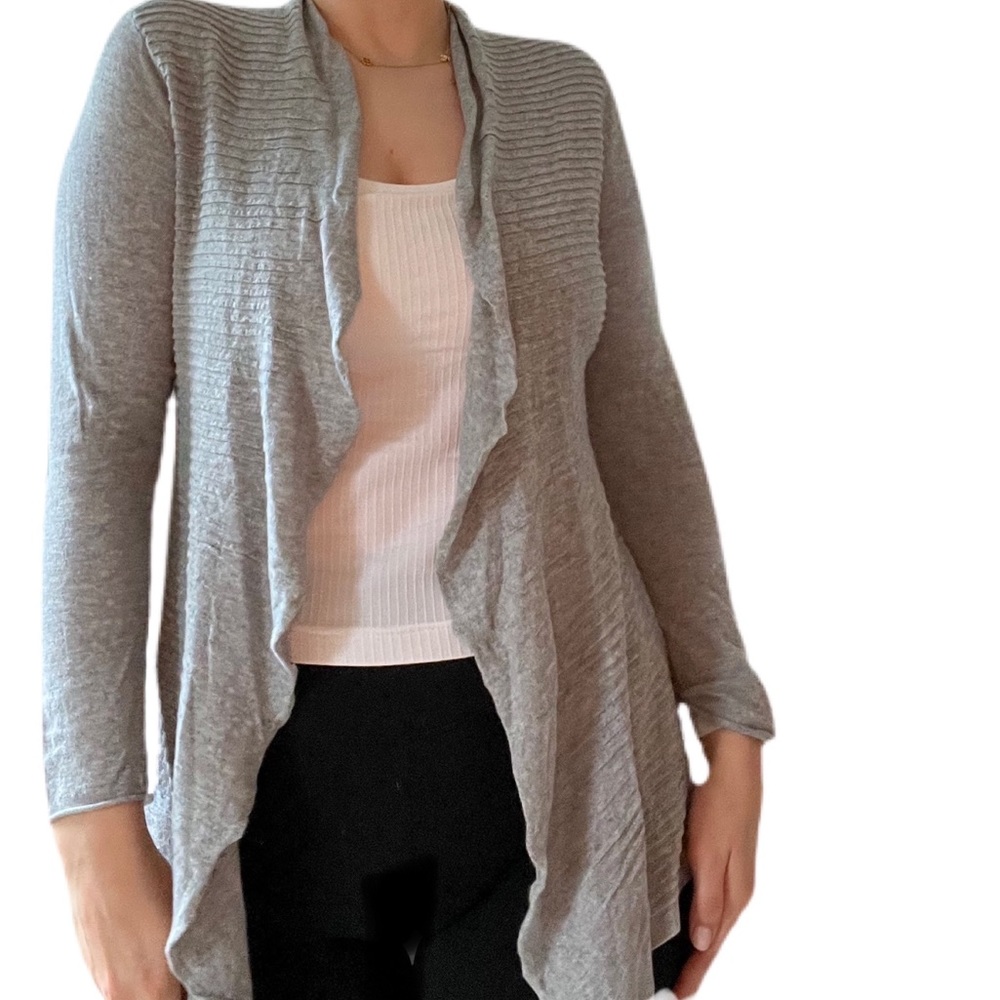 Eileen Fisher Linen Blend Drape Front Open Cardig… - image 1